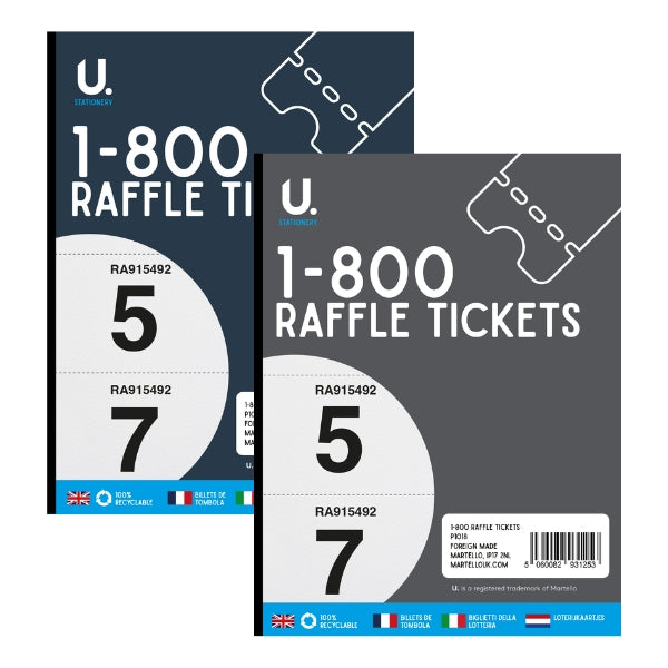 Raffle Tickets 1-800 - Assorted Numbered Tickets Raffles Events Assorted Colours