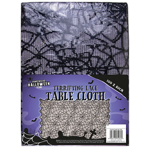 Halloween Lace Tablecloth - 100cm x 80cm Decoration Party Spooky Spider Web Bat Festive Haunted House