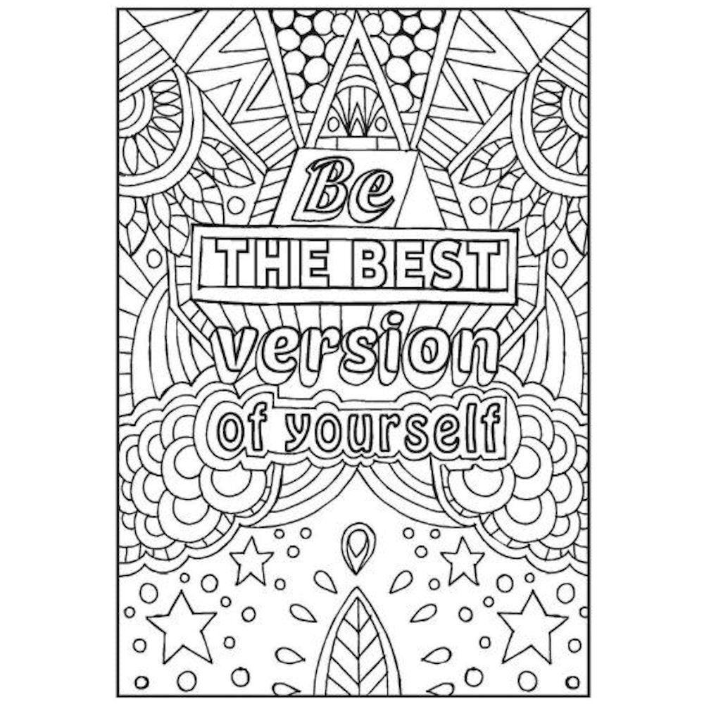 A4 Inspirational Quotes Colouring Book - Motivational Messages Relaxing Art Therapy High Quality