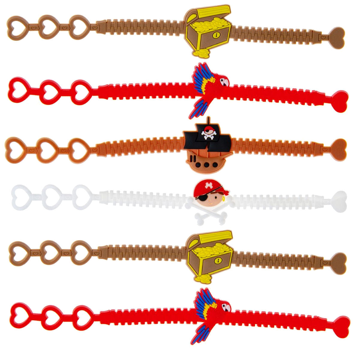 6 Adjustable Pirate Rubber Bracelets