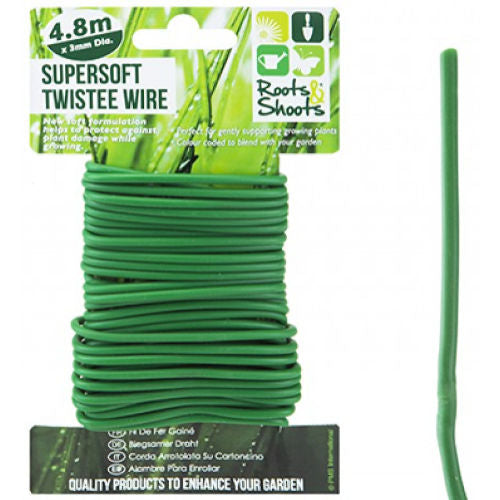 Garden Supersoft Twistee Wire - 4.8m x 3mm Flexible Plant Tie Support Reusable