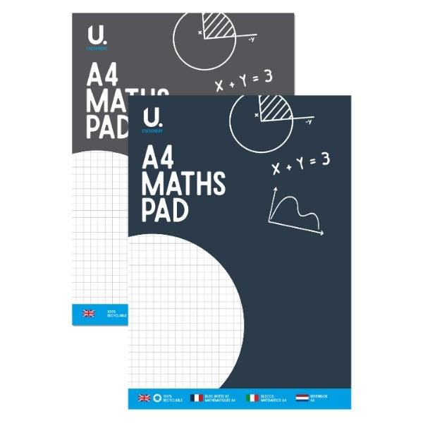 A4 Maths Pad - 80 Pages Wide Ruled Layout Mathematics Practice High Quality Paper