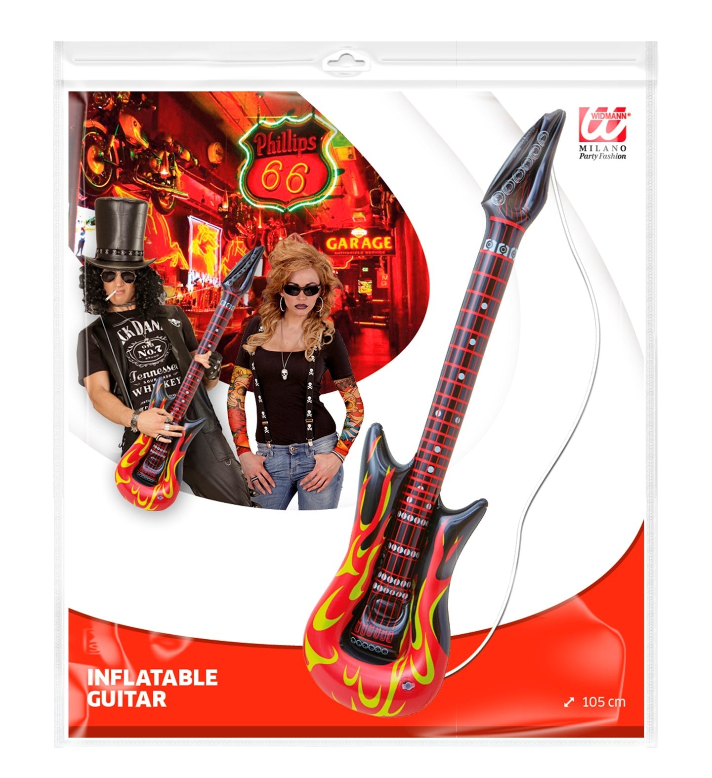 Inflatable Rockstar Guitar with Flames - 105cm
