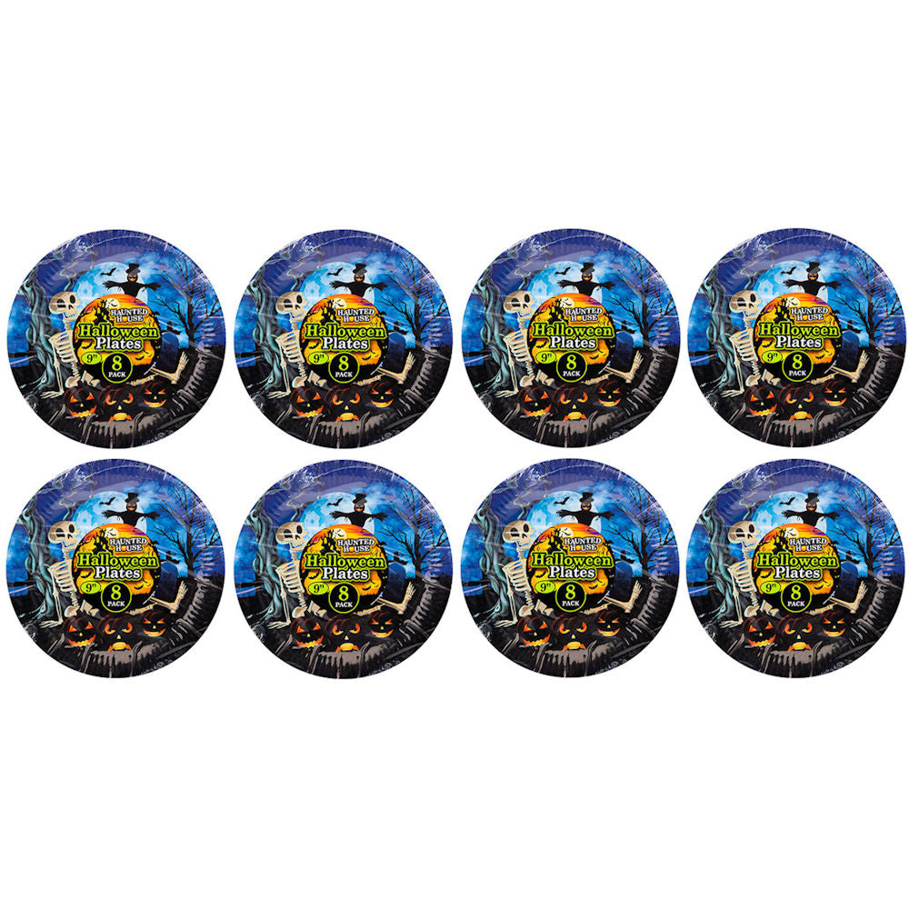 Halloween Paper Plates 9" - 8 Pack Party Tableware Disposable Spooky Design