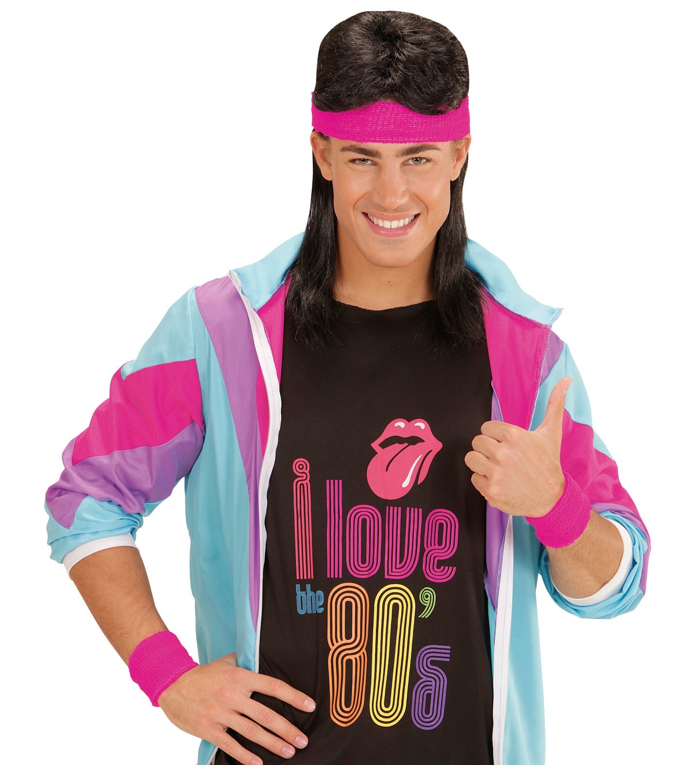 Neon Pink Sweatbands Set (Headband and 2 Wristbands)