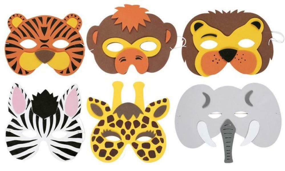 6 Foam Jungle Animal Masks