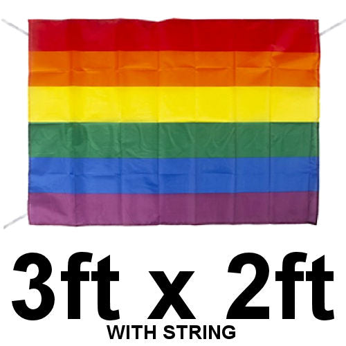 Rainbow Pride Flag With String - 33" x 23" LGBTQ+ Pride Decoration