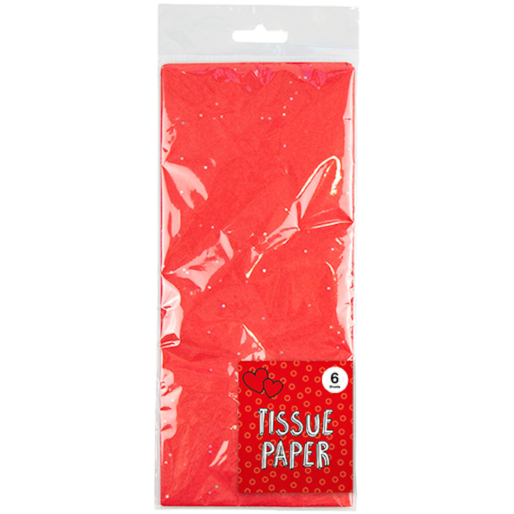 Red Glitter Tissue Paper 6 Sheets - Sparkling Wrapping Paper for Festive Gifts