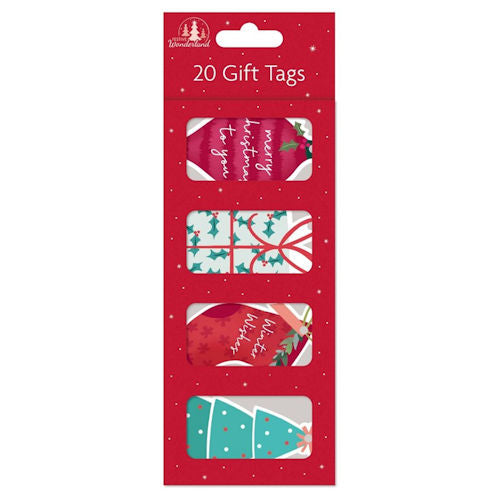 Christmas Shaped Gift Tags - 20 Pack Festive Holiday Present Wrapping Decoration
