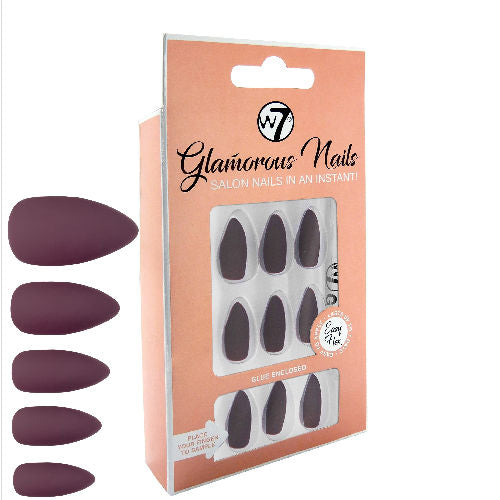 W7 Cosmetics Glamorous False Nails After Sundown - Long Fake Adhesive Included Party Nails