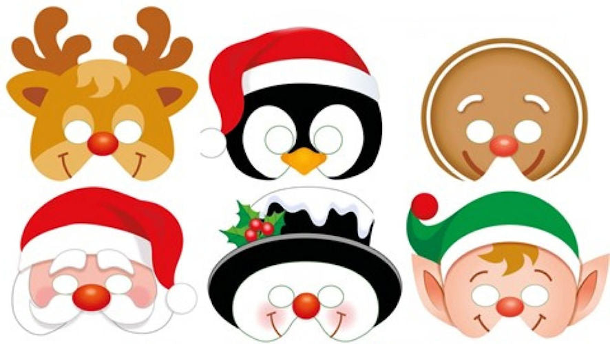 12 Cardboard Christmas Masks