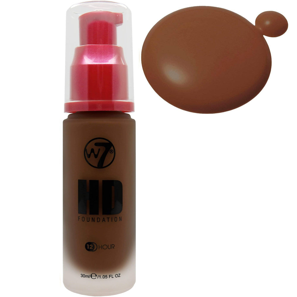 W7 Cosmetics HD Foundation Fudge - Liquid Pump Face Buildable Smooth Application