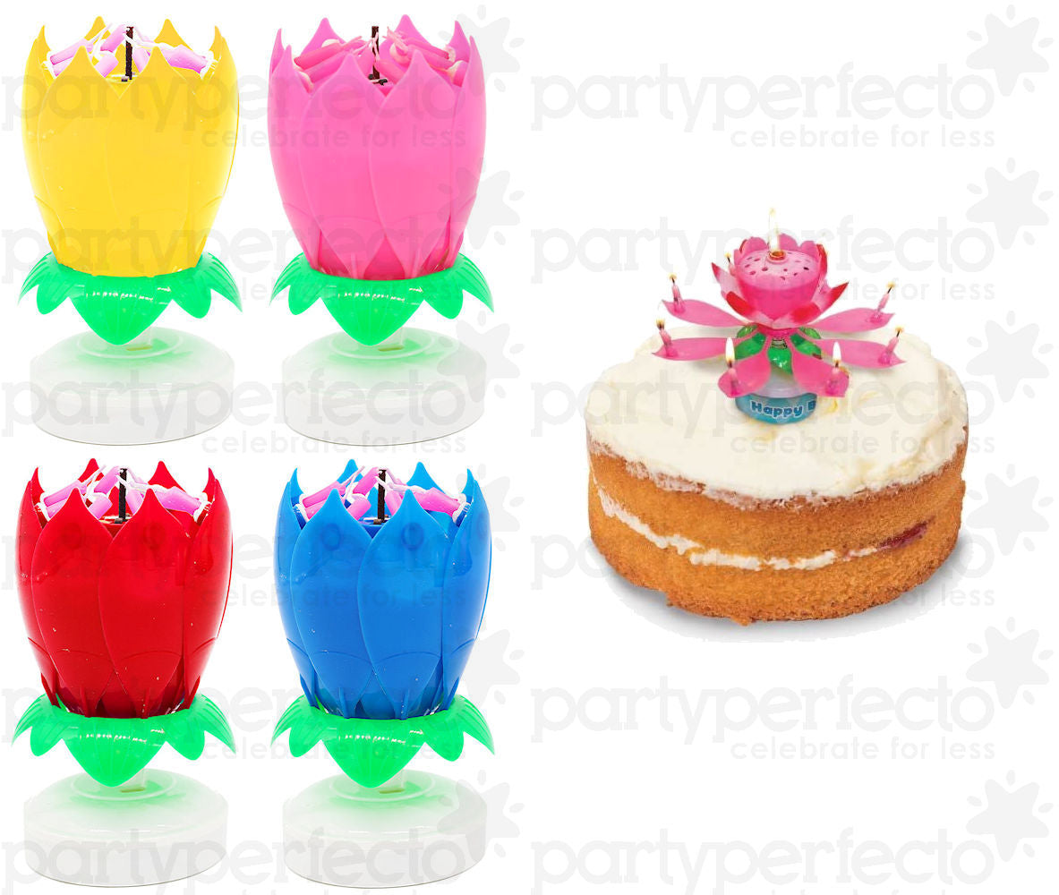 4 Musical Flower Candles