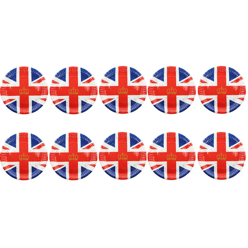 10 Union Jack Large 9" Paper Plates