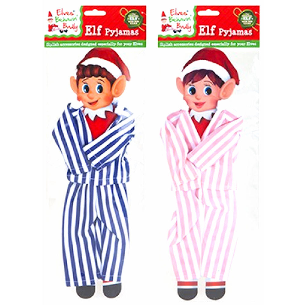Striped Pyjamas For Elf - Assorted Designs Naughty Elves Christmas Pranks Pink Blue