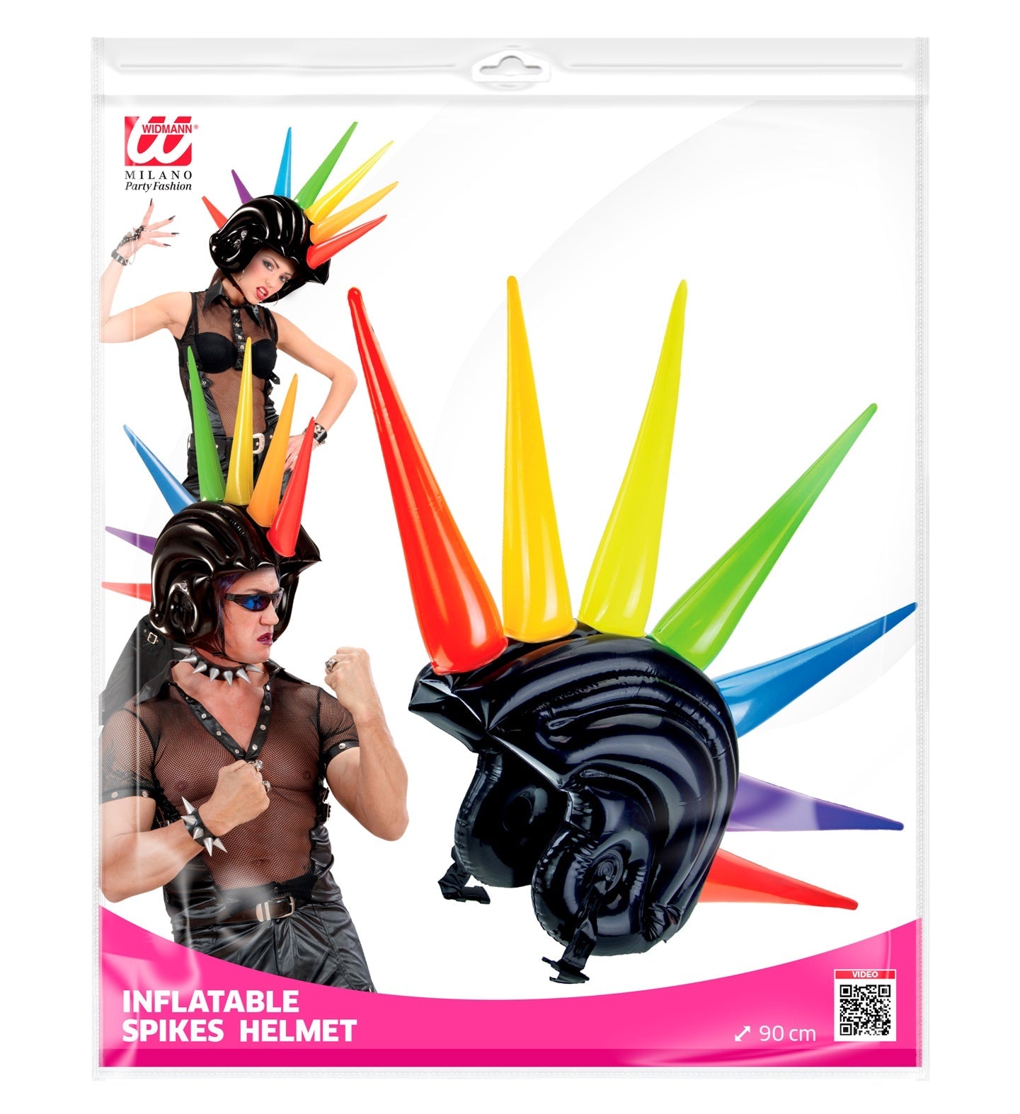 Inflatable Multicolour Spikes Helmet - 90cm