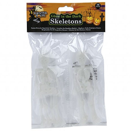 Glow in the Dark Skeletons - 16 Pack Spooky Halloween Decorations Haunted House Props Easy to Hang