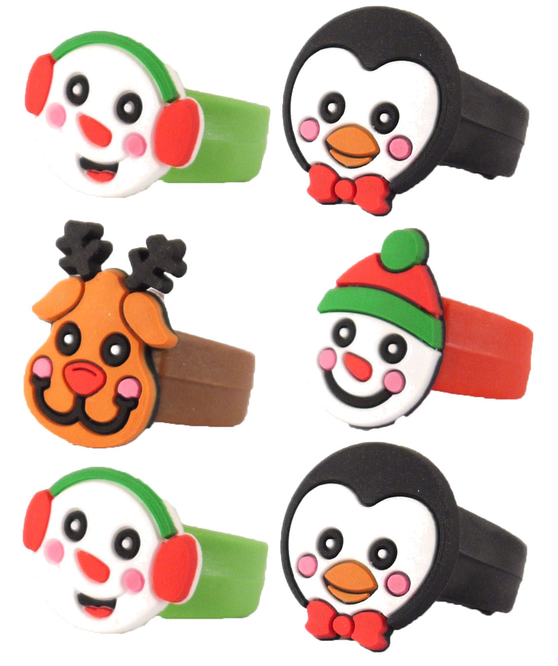 6 Christmas Finger Rubber Rings