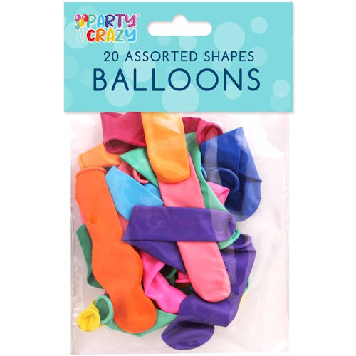 Helium Quality Shaped Balloons - 20 Pack Assorted Bright Colours Party Decoration Supplies