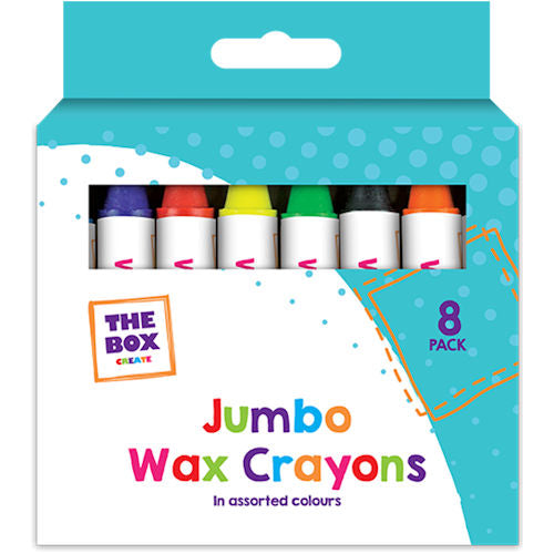 Jumbo Wax Crayons 8 Pack - Large Chunky Colouring Crayons for Kids, Assorted Vibrant Colours, Non-Toxic Art Supplies