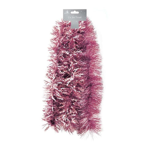 Luxury Tinsel 2 Pack Shiny & Matt - Blush Festive Holiday Decoration Christmas Tree Decor Assorted Textures