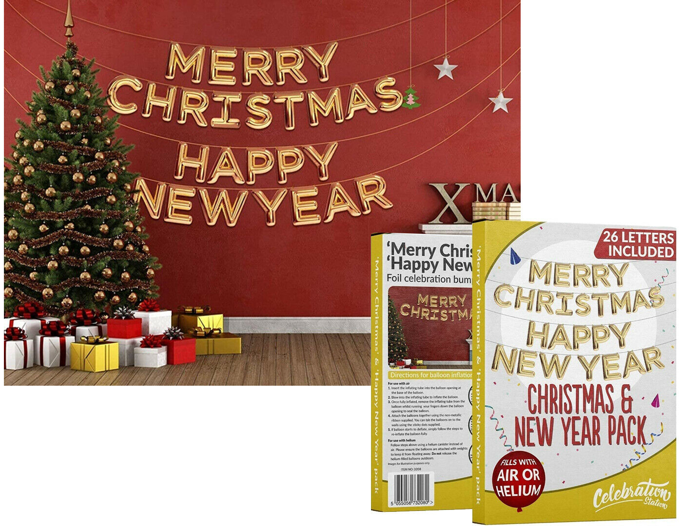 Merry Christmas & Happy New Year Balloon Kit