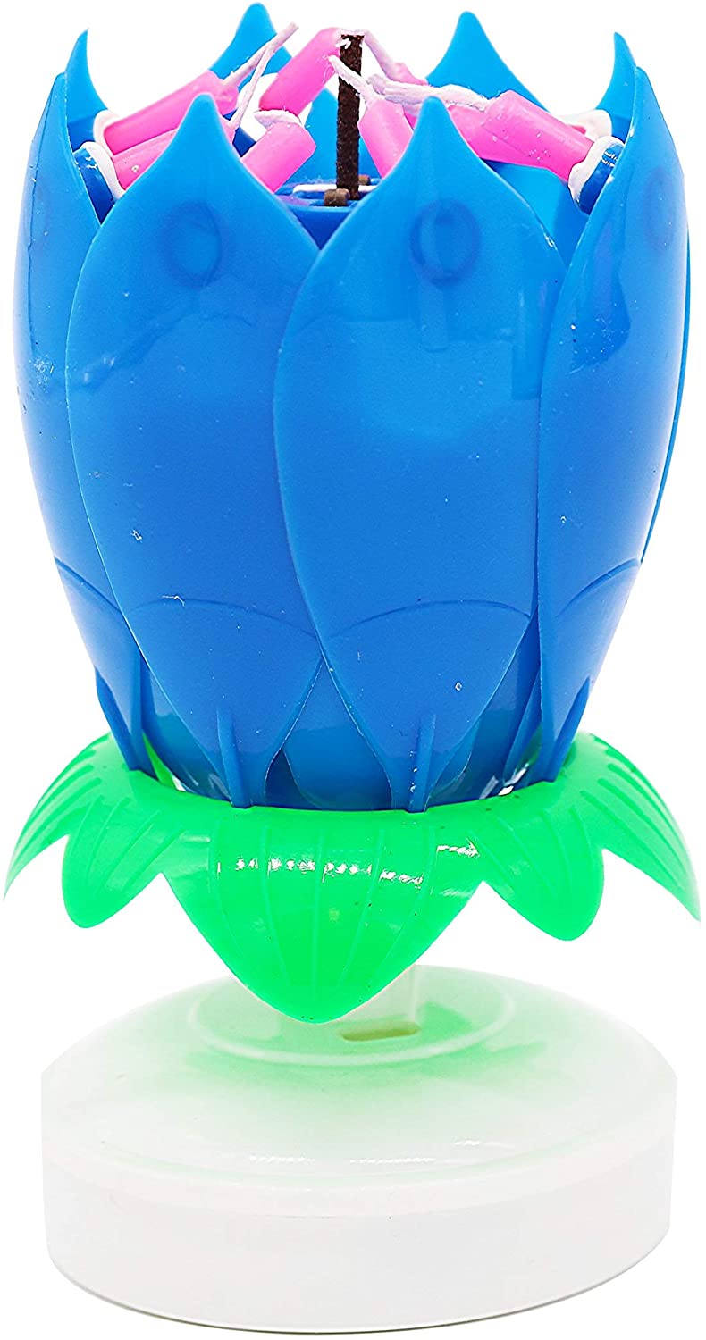 Blue Musical Flower Candle