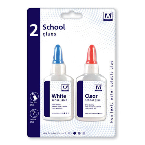 Glue Set Clear/White - 2 Pack Versatile Adhesive Solution Various Crafting DIY Projects Includes Clear & White Glue
