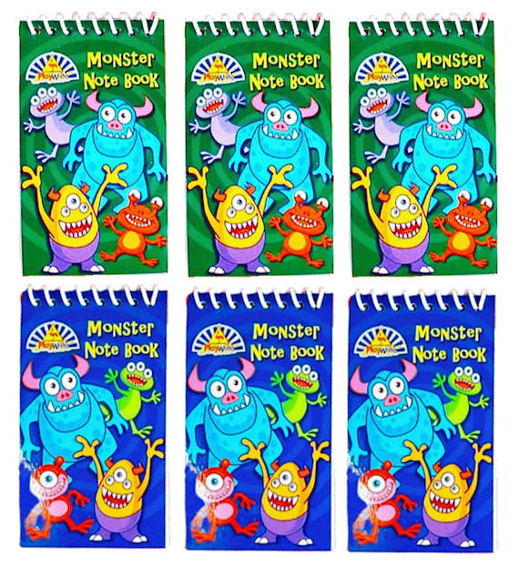 6 Mini Monster Spiral Notebooks