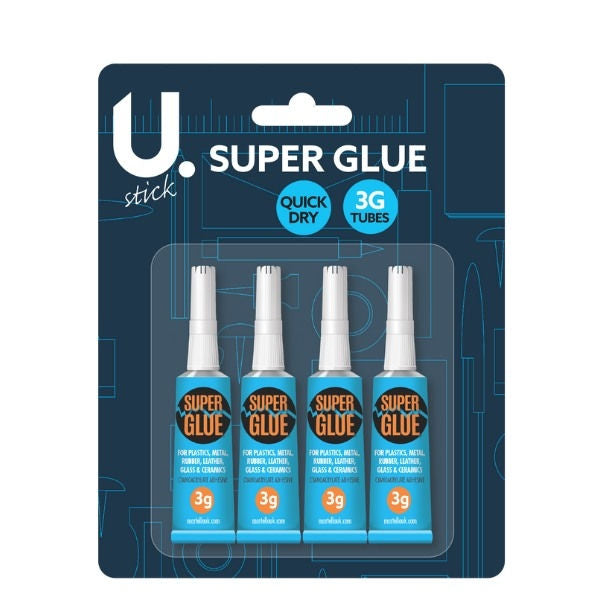 3g Super Glue - 4 Pack Fast Acting Adhesive Strong Bonding Multipurpose Use Quick Fix Solution