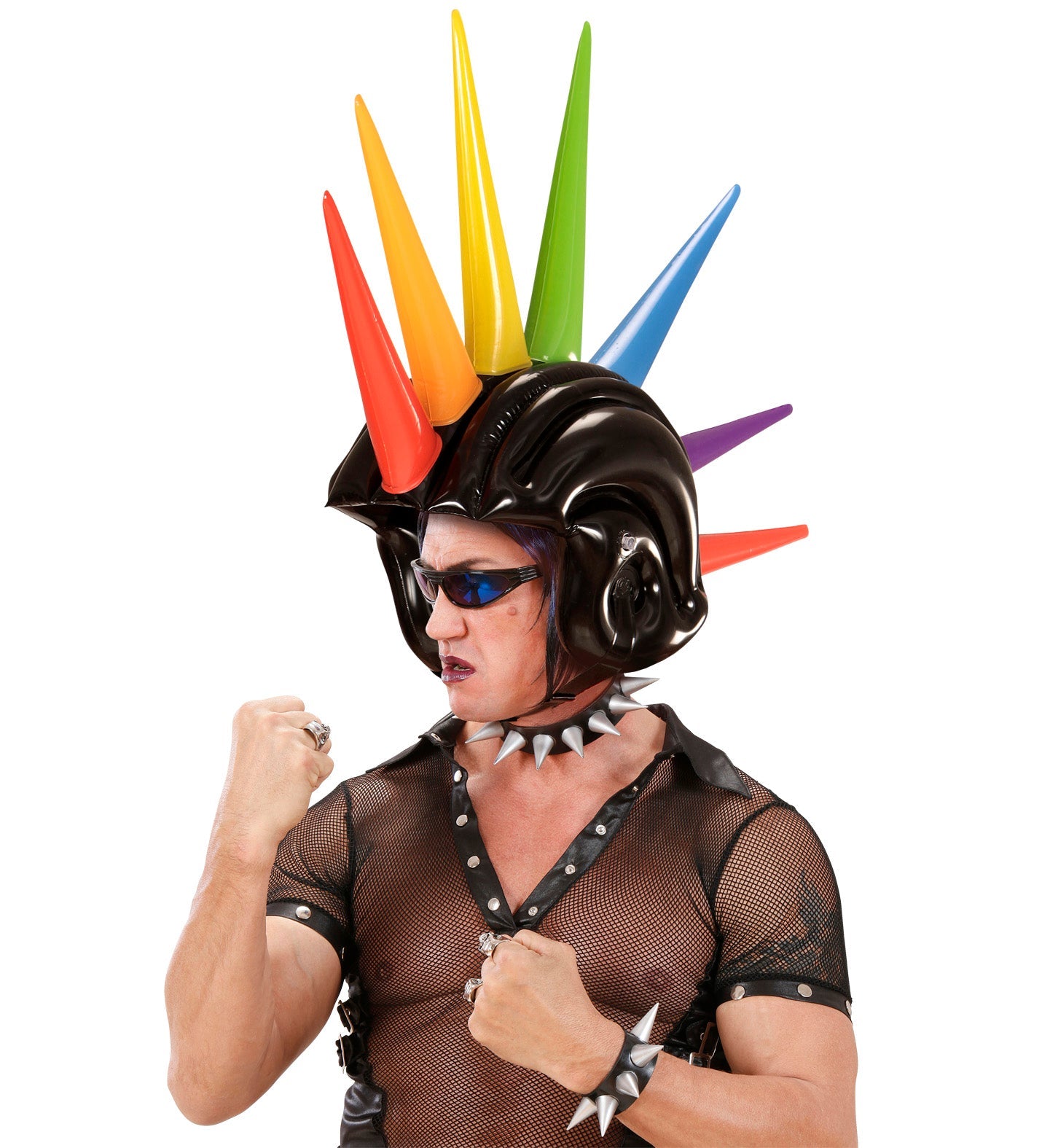 Inflatable Multicolour Spikes Helmet - 90cm