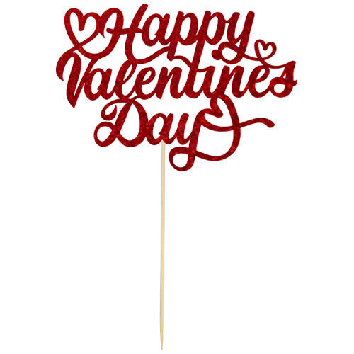 Valentine's Glitter Cake Topper - Festive Holiday Dessert Decoration Love Heart Romantic Theme