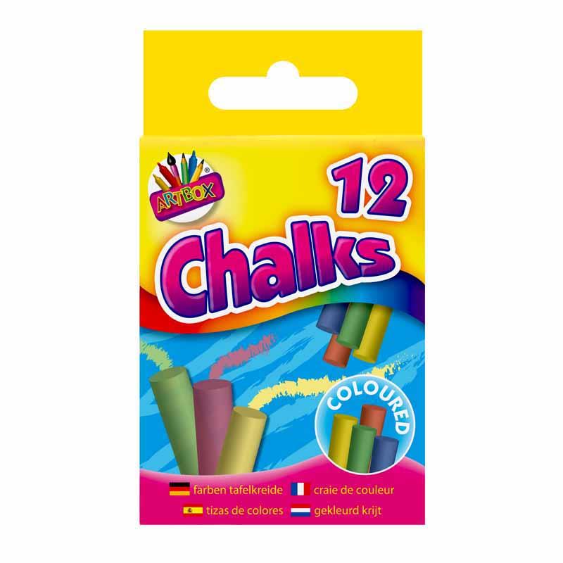 Colour Chalks - 12 Pack Assorted Drawing Sidewalk Art Kids Outdoor