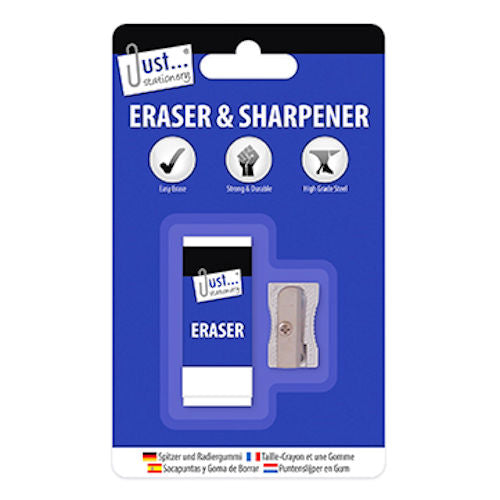 Metal Sharpener & Eraser - School Stationery Set Strong Durable