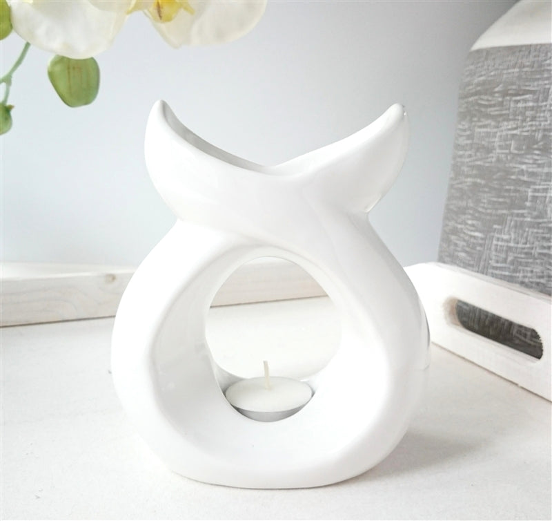 White Serenity Ceramic Wax Burner Melter - Aromatherapy Fragrance Home Decor