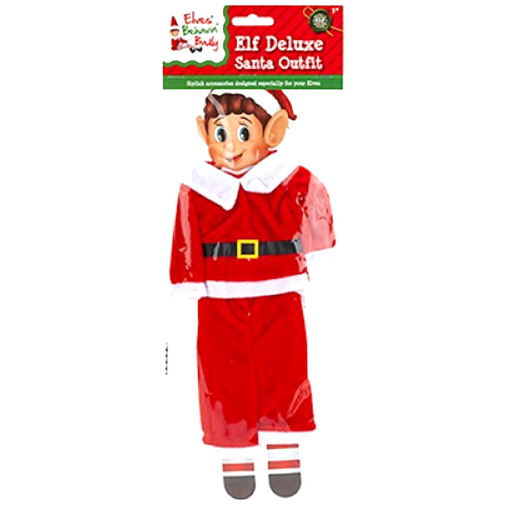 Plush Santa Outfit For Elf - Red Naughty Elves Christmas Pranks