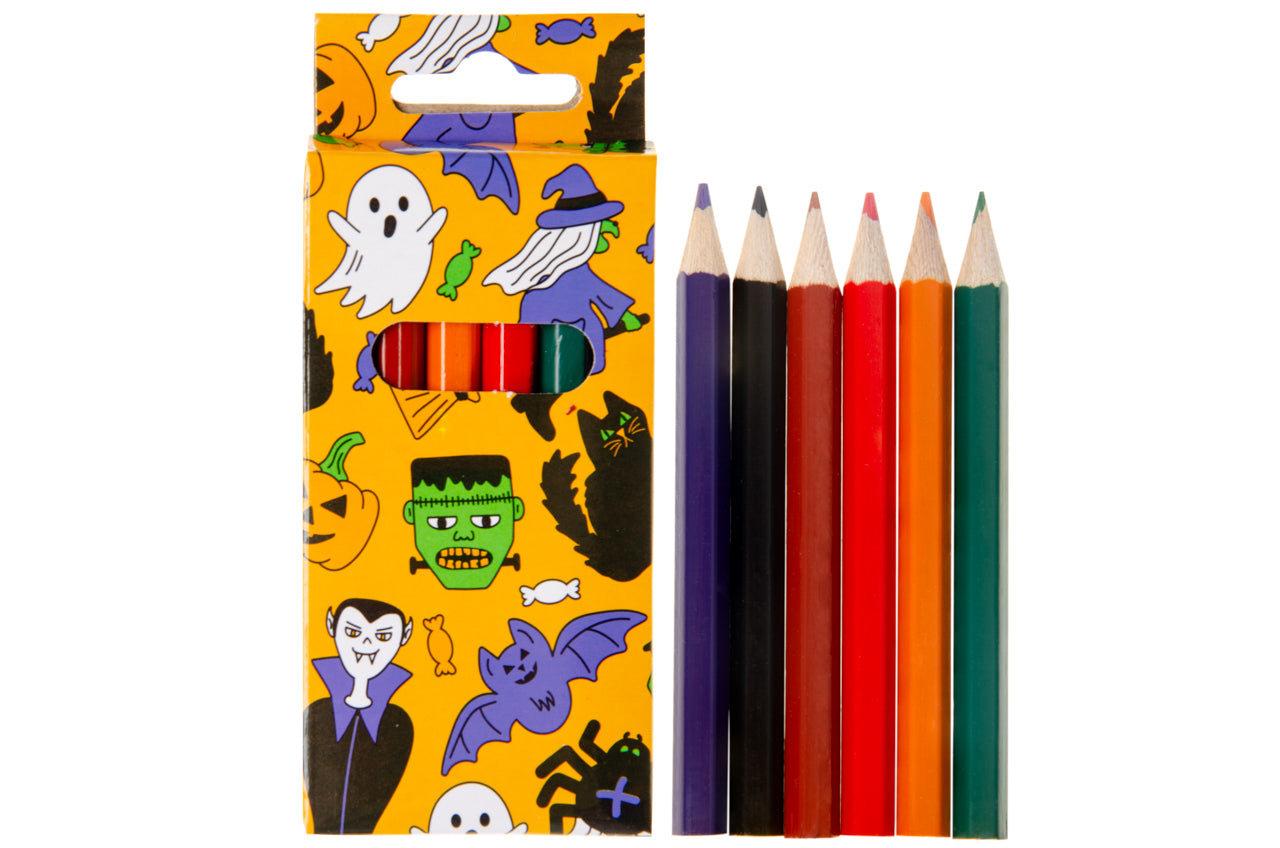 6 Halloween Halfsize Colouring Pencils