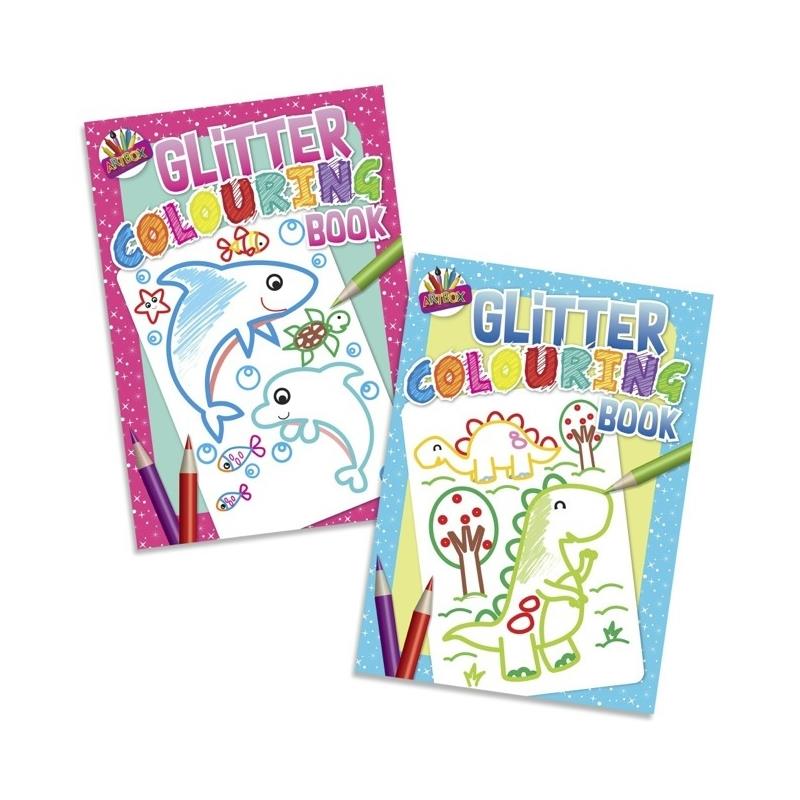 Pink Glitter Colouring Book - Assorted Patterns Designs Kids Adults Relaxation Art Therapy