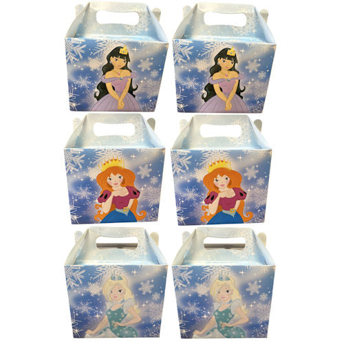 Ice Princess Lunch Boxes - 6 Pack Assorted Designs Party Kids Birthday Celebrations