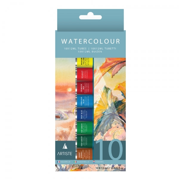 10 Coloured Watercolour Paints