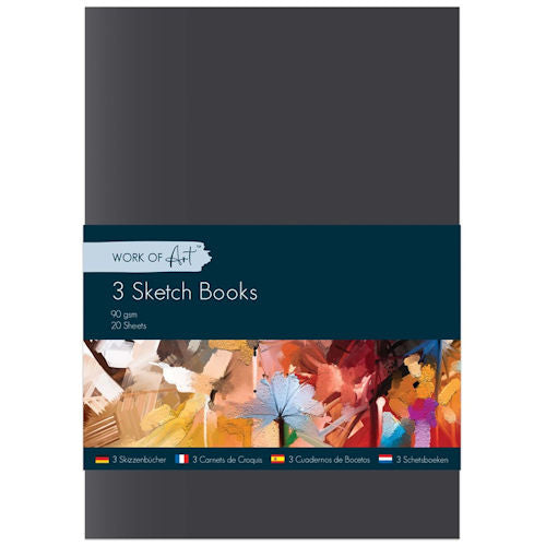Sketch Exercise Books - 3 Pack 90gsm 20 Sheets Art Supplies Drawing Notebooks Crafting