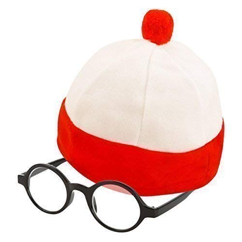 Adults Red Bobble Hat & Glasses