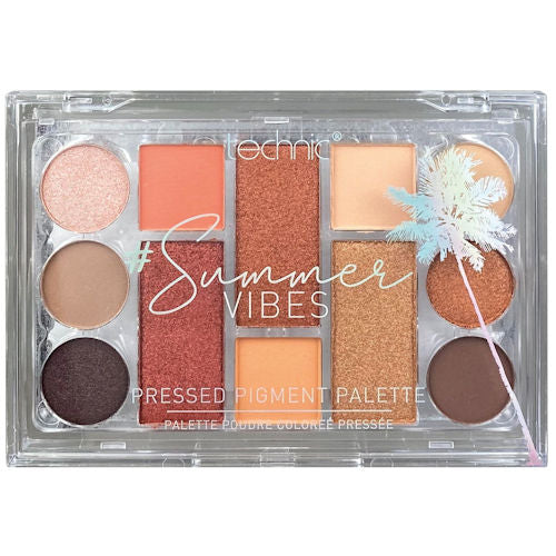 Technic Cosmetics 12 Colour Eyeshadow Palette #Summervibes - Makeup Beauty Glamour Vibrant Shades Palette
