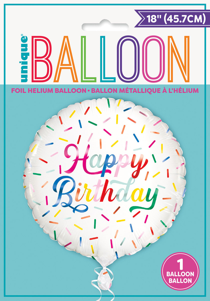 Birthday Sprinkle 18" Round Foil Balloon