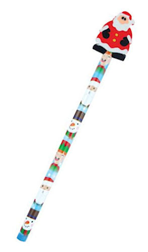 6 Christmas Pencils & Eraser Toppers