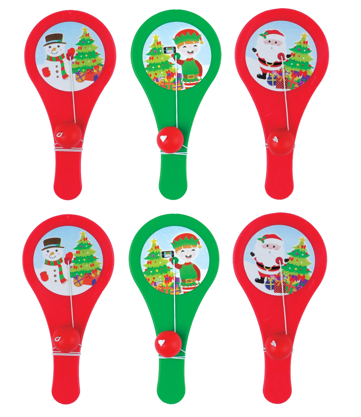 6 Christmas Plastic Paddle Bats