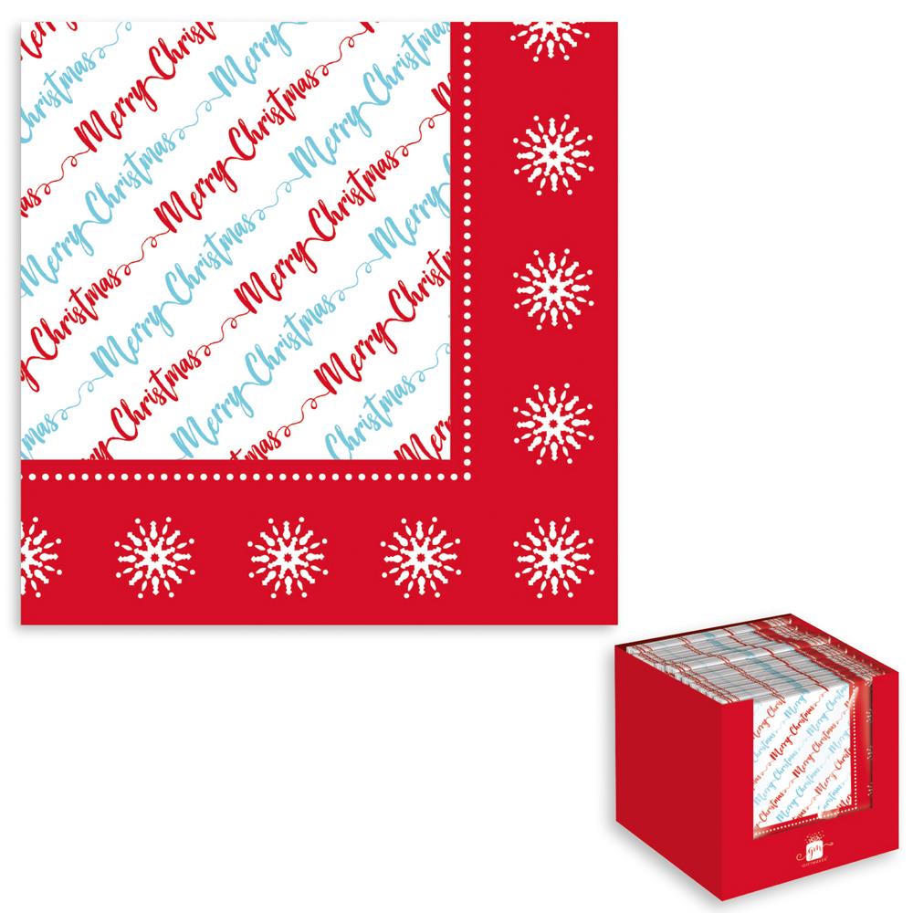 Merry Christmas Napkins - 20 Pack 2 Ply Festive Design Holiday Dining Settings