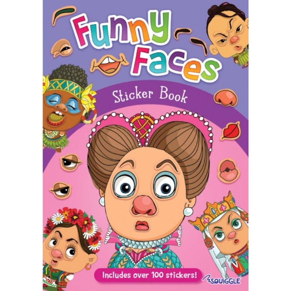 A4 Funny Face Sticker Book - Assorted Kids Children Whimsical Designs Entertaining Activity Crafting