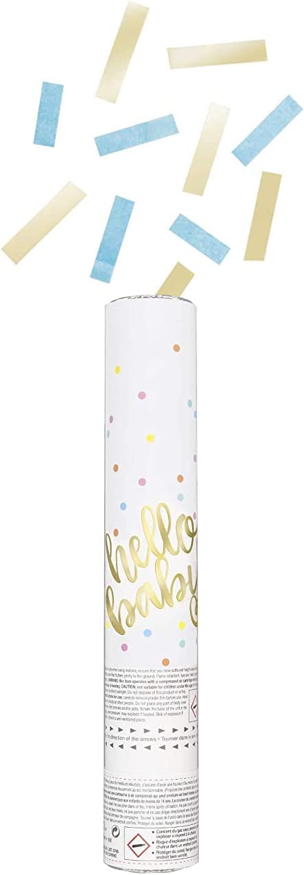 Blue Hello Baby 20cm Confetti Cannon