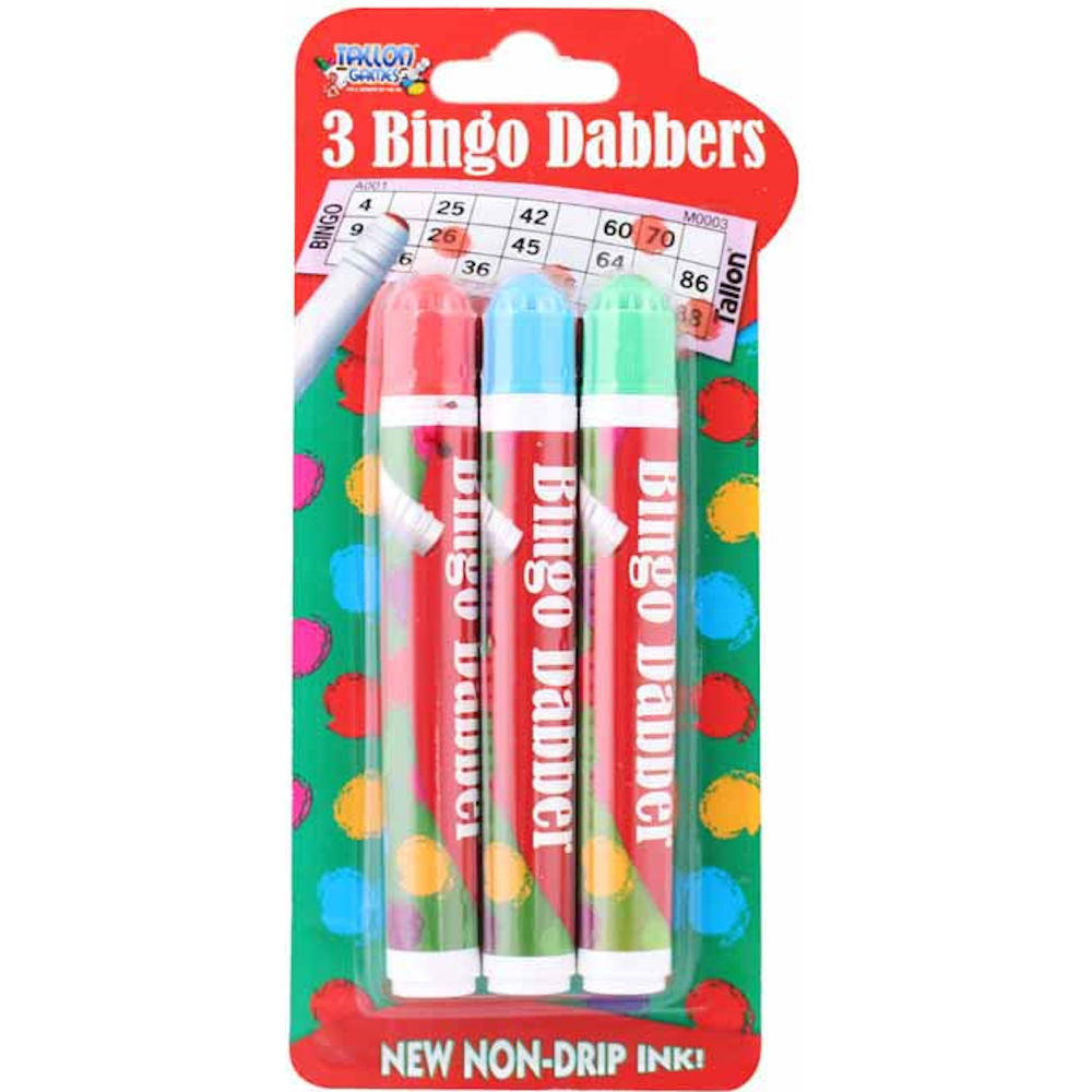 None Drip Bingo Dabbers - 3 Pack Blue Green Red Game Supplies Markers Fun